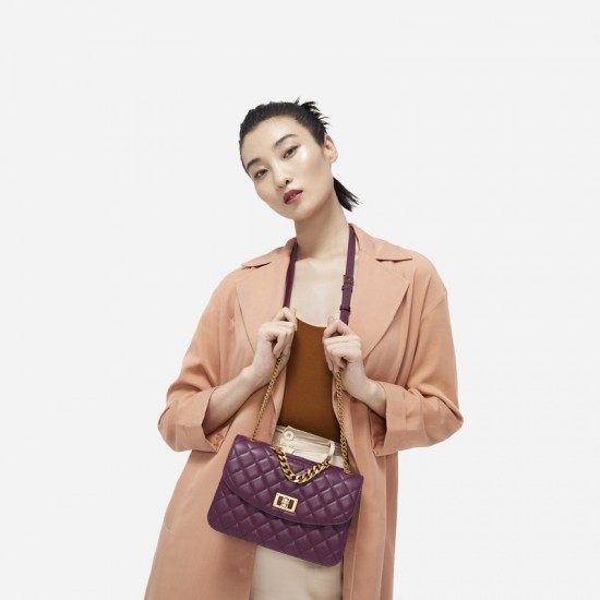Charles Keith Chain Shoulder Bag Diamond Bag Purple Charles Keith Chain Shoulder Bag Diamond Bag Purple